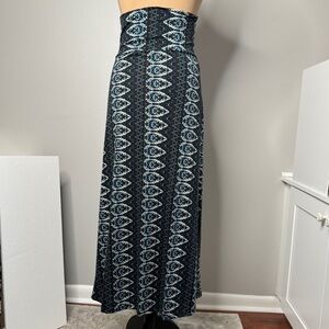 Black Blue Pattern Maxi Skirt Long Stretchy Stretch Travel